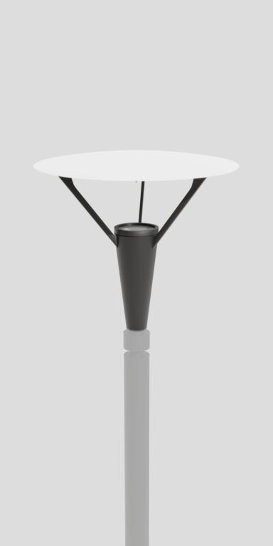 Nowoczesna oprawa oświetleniowa 16 Pluton, odbijająca światło od białej płyty