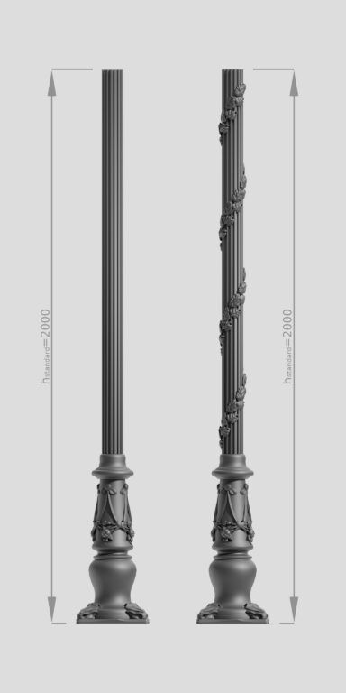 Słup A6 bez ozdobnych liści oraz z liścimi