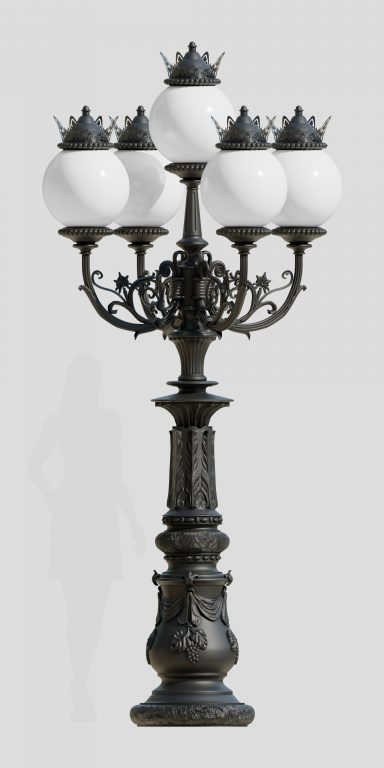Stylish lantern with spherical luminaries KS3/K4 KS_4xR02_5xK4B-STANDARD